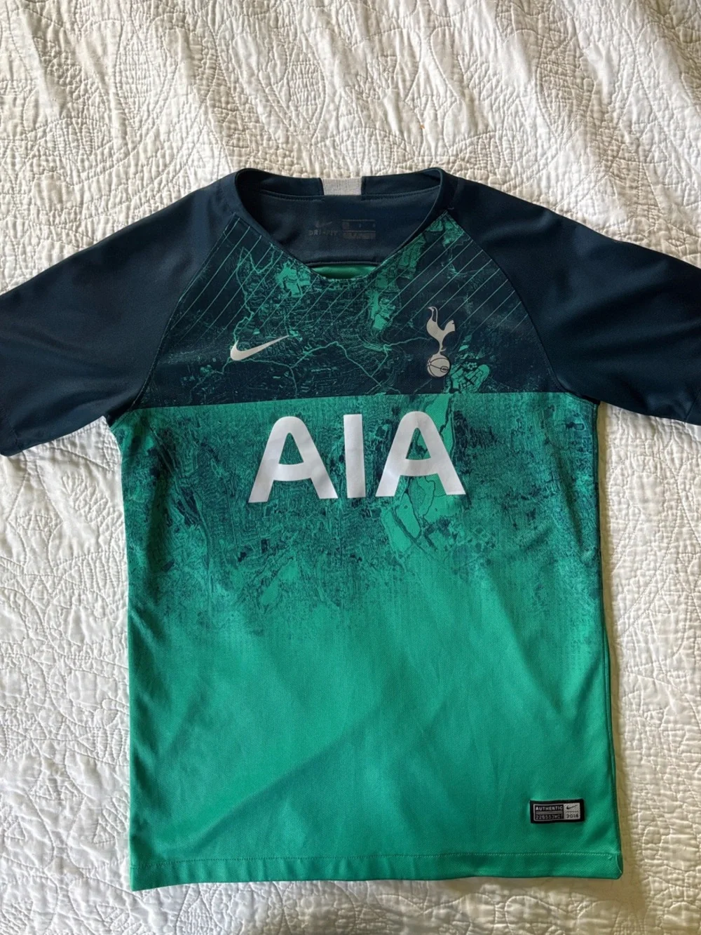 Nike Kids Green & Navy Tottenham Hotspur Soccer Jersey with AIA Logo